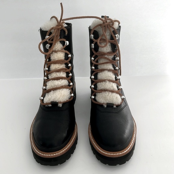 MARC FISHER $199 Shoes Womens Izzie Genuine Shearling Lug Sole Boot Size 6 NEW - Picture 9 of 10